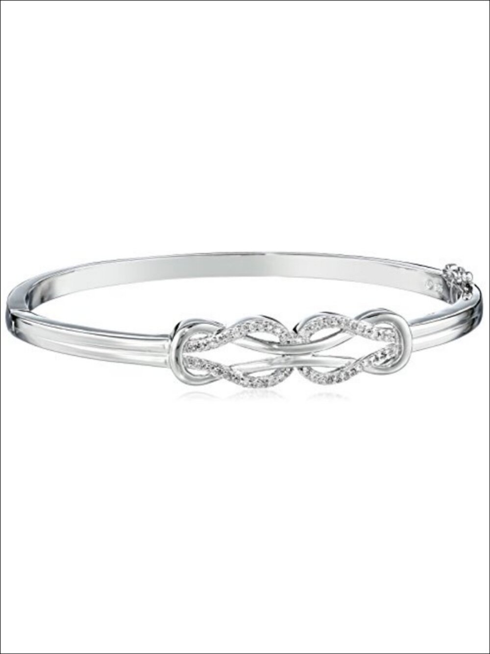 Sterling Silver Diamond Double Knot Bangle Bracelet